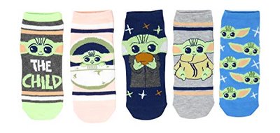 Baby Yoda Juniors/Womens Ankle Socks 5 Pack, Shoe Size 4-10 The Mandalorian