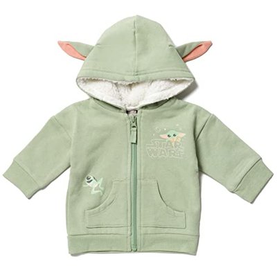 The Child Infant Fleece Zip Up Hoodie The Mandalorian, Green, 18 Months