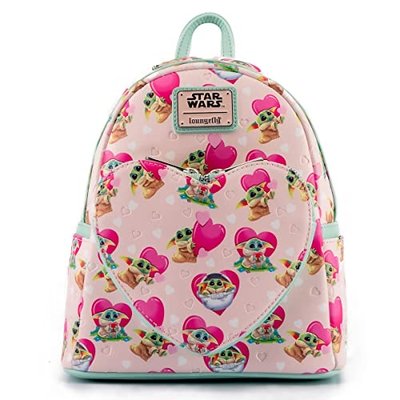Grogu Valentines Backpack Mandalorian, Light Pink Multi