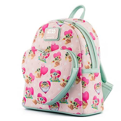 Grogu Valentines Backpack Mandalorian, Light Pink Multi