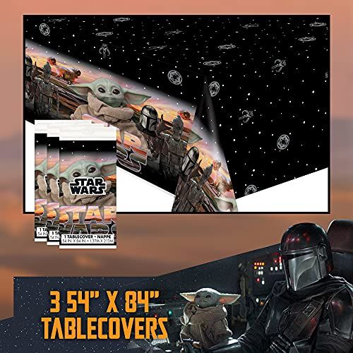 Mandalorian The Child Table Covers Party Bundle - 3 Count Tablecloths - Kids Birthday Party Decorations Set Officially Licensed