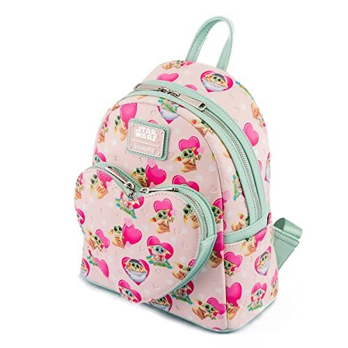 Grogu Valentines Backpack Mandalorian, Light Pink Multi