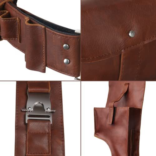 Mandalorian Belt with Holster - Brown PU Leather Cosplay Costume Prop for Men (Size M)