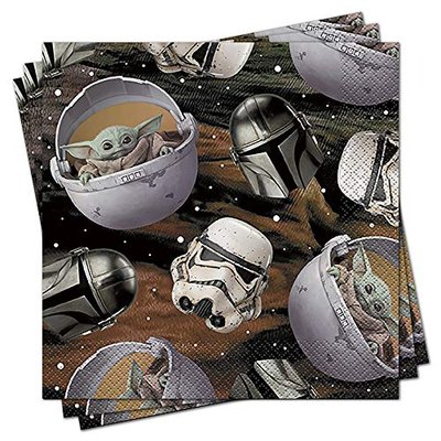 Multicolor Luncheon Napkins (16 Count) - Perfect for Themed Parties & Fans, Mandalorian The Child