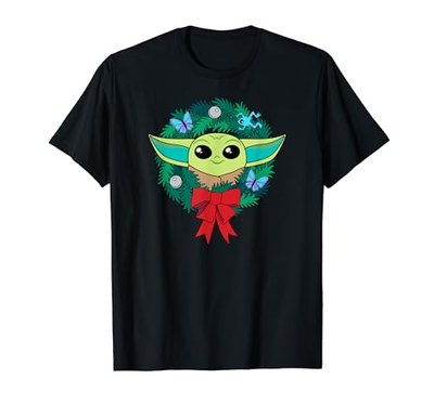Grogu Holiday Christmas Wreath T-Shirt The Mandalorian