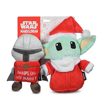 Holiday Mandalorian & GROGU Plush Set - 2pc, Squeaky Pet Toy, for Fans
