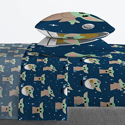 Hello Grogu 7 Piece Full Size Bed Set, Comforter & Sheet Set, The Mandalorian