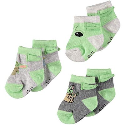 Baby Boys Mandalorian 3-Pack Booties Baby Yoda Socks, 0-12 Months