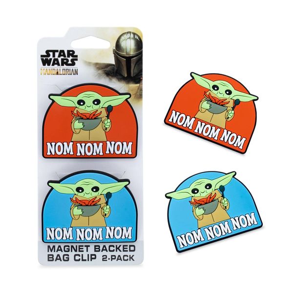 Grogu The Child Nom Nom Nom Magnetic Chip Clips - Set of 2, Plastic Bag Clamps for Snacks and Food