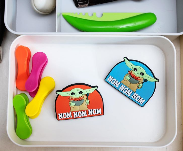 Grogu The Child Nom Nom Nom Magnetic Chip Clips - Set of 2, Plastic Bag Clamps for Snacks and Food