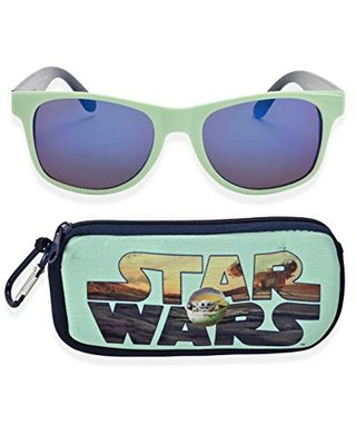 Mandalorian Baby Yoda Boys Sunglasses with Kids Glasses Case - Protective Toddler Sunglasses