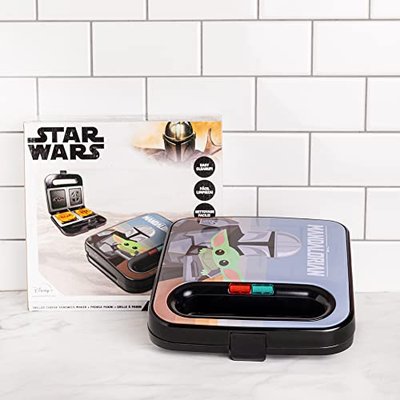The Mandalorian Grilled Cheese Maker Panini Press and Compact Indoor Grill - Baby Yoda and Mando Sandwich
