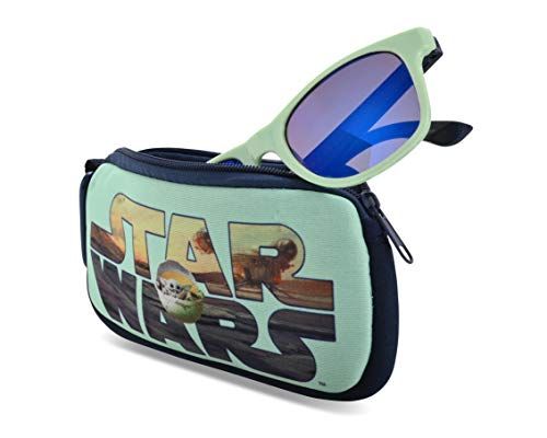 Mandalorian Baby Yoda Boys Sunglasses with Kids Glasses Case - Protective Toddler Sunglasses