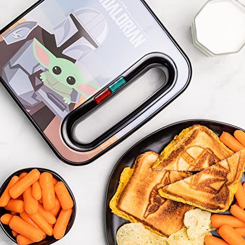 The Mandalorian Grilled Cheese Maker Panini Press and Compact Indoor Grill - Baby Yoda and Mando Sandwich