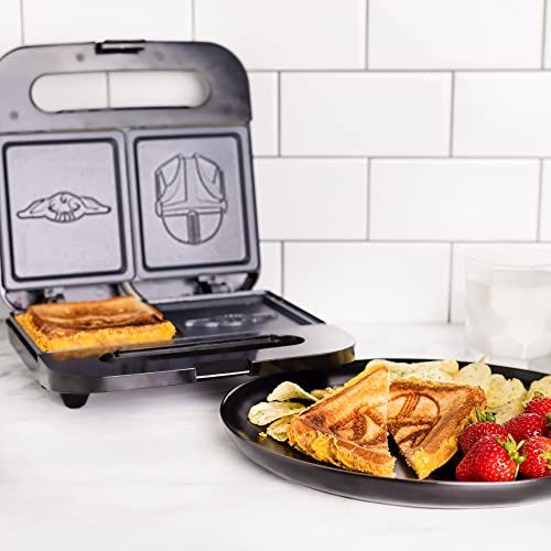 The Mandalorian Grilled Cheese Maker Panini Press and Compact Indoor Grill - Baby Yoda and Mando Sandwich