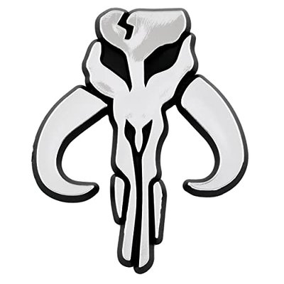 SW Mandalorian Skull Plastic Auto Emblem [Silver][3'' x 2 1/2'']