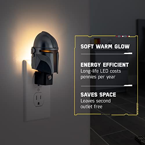 Helmet LED Night Light The Mandalorian, Plugin, Light-Sensing