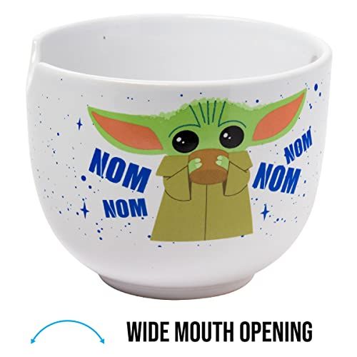 Mandalorian Baby Yoda Grogu Ceramic Ramen Bowl - 20 oz with Chopsticks, Microwave Safe