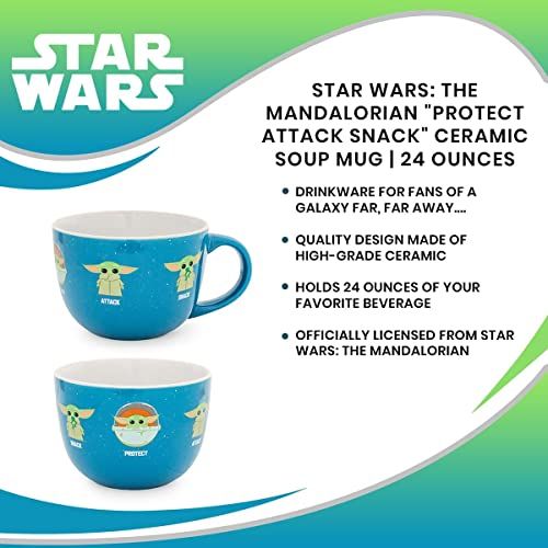 Protect Attack Snack Ceramic Soup Mug The Mandalorian, 24 Ounces