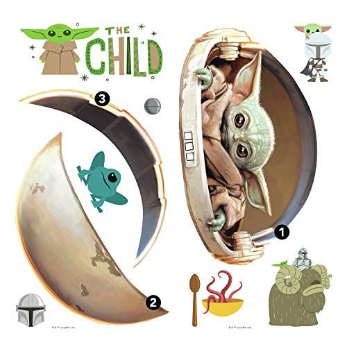 RMK4655SCS The Mandalorian Baby Yoda Grogu Painted Peel and Stick Wall Decals