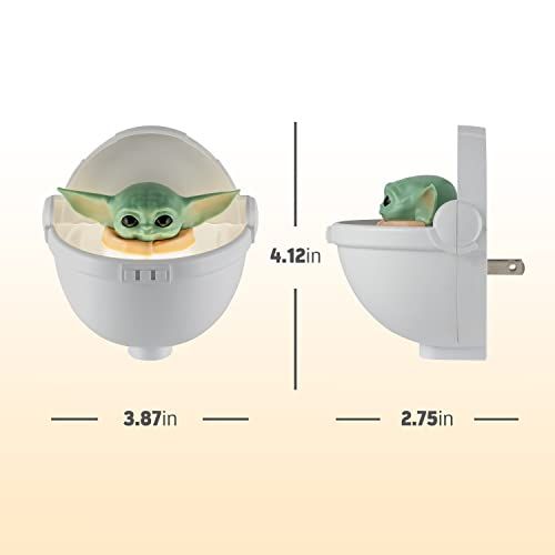 Baby Yoda Floating Carrier LED Night Light - Dusk-to-Dawn Sensor, UL Certified