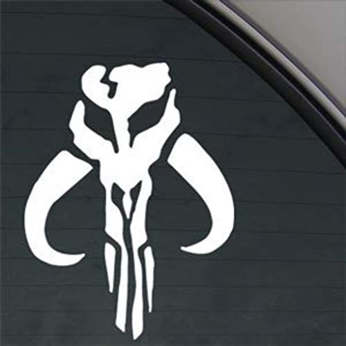 Pixel Innovation 5998 Mandalorian Skull Boba Fett Decal Vinyl - for Car, Van, Truck, Wall, Laptop - White, 5.5 x 4.2 inches