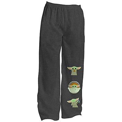 Naps Snacks Pajama Sleep Pants - Baby Yoda Grogu, The Mandalorian (Grey, Medium)