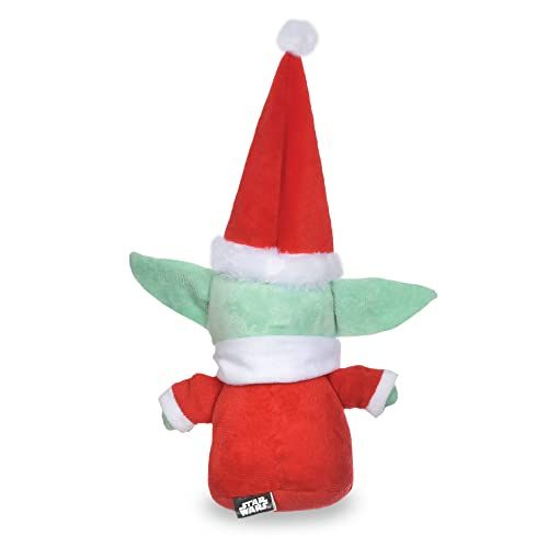 Grogu Santa Squeaky Dog Chew Toy, Soft Plush, 6 Inch, Mandalorian The Child