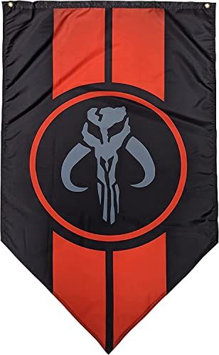 Mandalorian Banner - Mandalorian Crest with Red Stripes