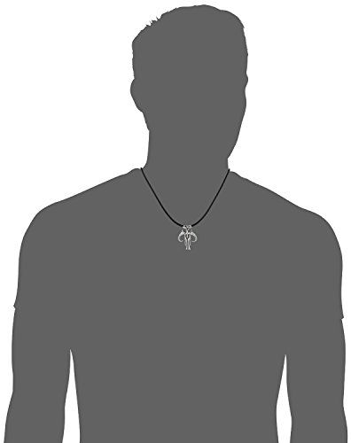 Jewelry Unisex Mandalorian Symbol Stainless Steel Leather Cord Pendant Necklace - 24"