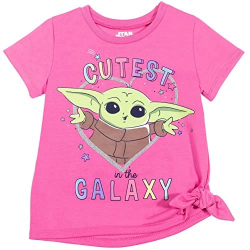 Little Girls Graphic T-Shirt and Leggings Outfit Set The Mandalorian, Hot Pink 7-8