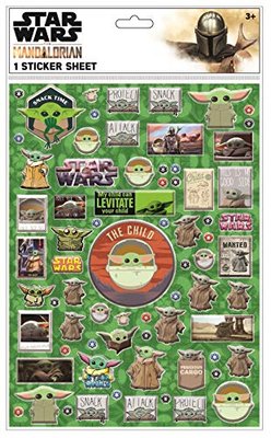 Baby Yoda Mandalorian Sticker Sheet - 50+ Puffy Stickers