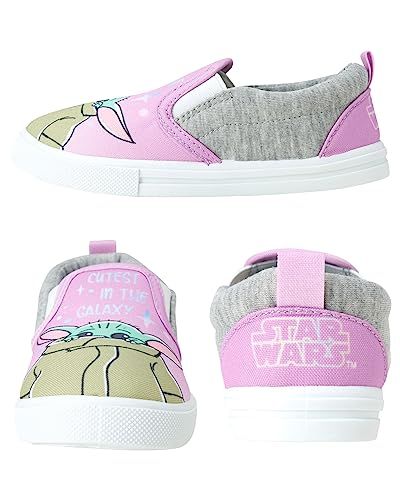 Girls' Mandalorian Sneakers - Baby Yoda Grogu Slip On Shoes for Toddler Girls (5-10 Toddler), Size 10 Toddler, Grogu Pink