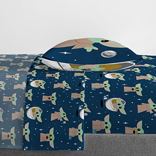Hello Grogu 5 Piece Twin Size Bed Set, Comforter & Sheet Set, The Mandalorian