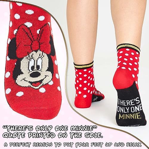 Stitch Socks Women - The Mandalorian Mickey Minnie Mouse Princess Eeyore Calf Length Socks (Red/Black)