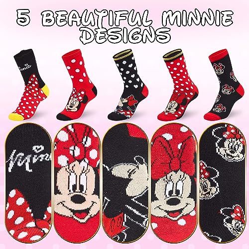 Stitch Socks Women - The Mandalorian Mickey Minnie Mouse Princess Eeyore Calf Length Socks (Red/Black)