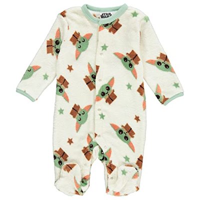 Footie Pajamas Romper - Boy's The Mandalorian Featuring Baby Yoda (Beige/Green/Orange, 69 Months)