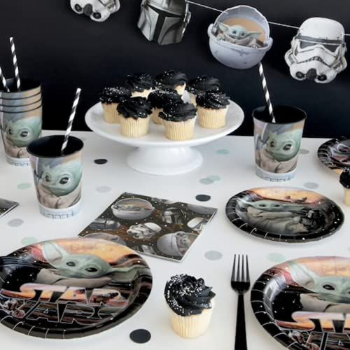 Baby Yoda Birthday Decorations, Mandalorian Party Supplies, Serves 16, Banner, Table Cover, Plates, Cups, Napkins