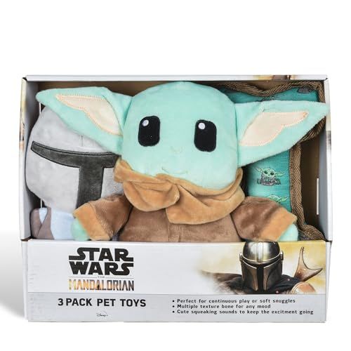 3 Piece Gift Set for Dogs The Mandalorian, Includes Plush, GROGU Toy, Bone Shape Toy with Squeaky