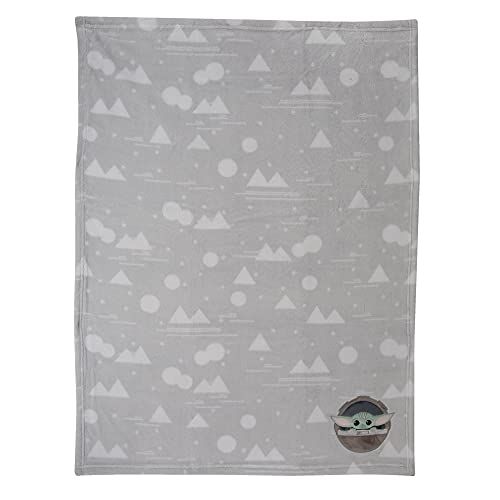 Mandalorian The Child/Baby Yoda Gray Fleece Baby Blanket