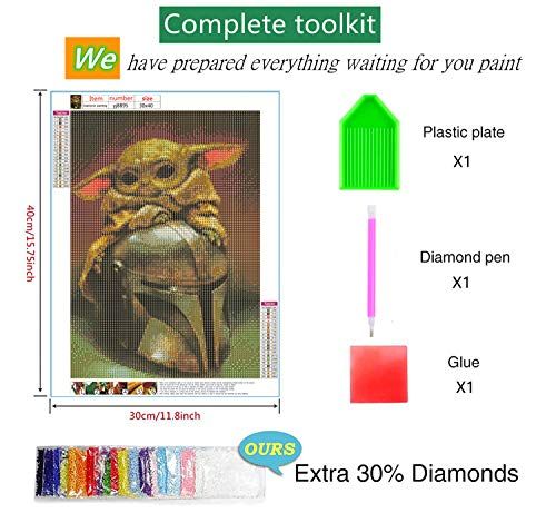 5D Diamond Painting Kits - Mandalorian Baby Yoda, 12x16in Arts Craft Gift Home Wall Decor