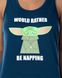 Women's The Mandalorian Baby Yoda Rather Be Napping Racerback Tank and Shorts Loungewear Pajama Set (Large) - Blue