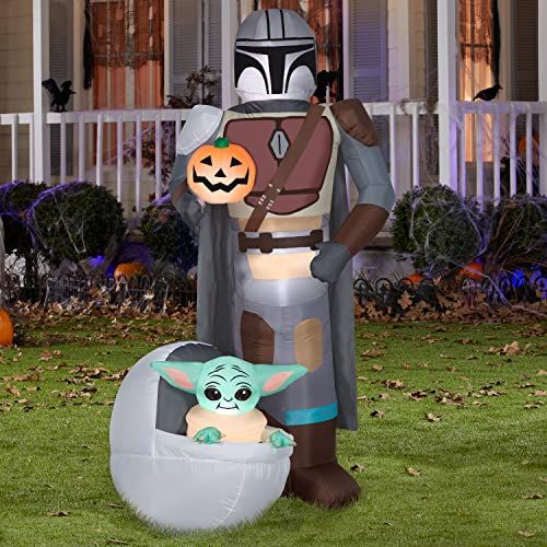 Airblown Inflatable The Mandalorian and Grogu in Pod - 6.5 ft Tall, Grey