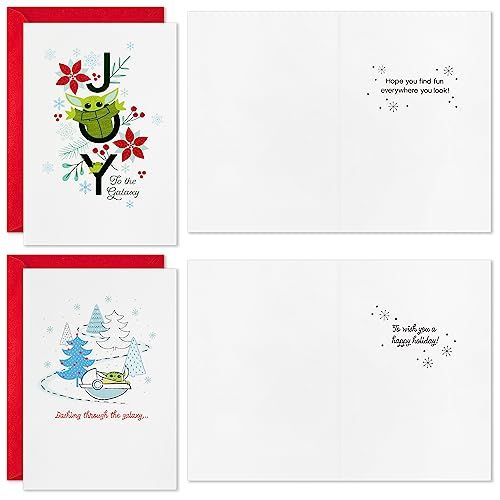 Mandalorian Christmas Card Box Set - 16 Cards & Envelopes with Grogu and Baby Yoda