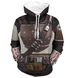 Unisex Cosplay Costume Hoodie - Mandalorian 3D Pullover Sweatshirt Zip Jacket (M, Brown)