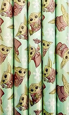 The Child Winter Christmas Wrapping Paper - Mandalorian Gift Wrap, 1 Large 70 Sq.Ft Roll