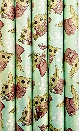 The Child Winter Christmas Wrapping Paper - Mandalorian Gift Wrap, 1 Large 70 Sq.Ft Roll
