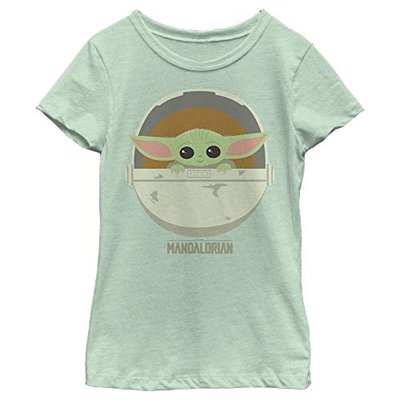 Girl's The Mandalorian The Child Cartoon Art Bassinet T-Shirt - Mint, Size Large