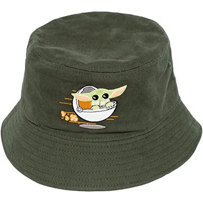 Grogu Bucket Hat, The Mandalorian Packable Travel Hat, Wide Brim Summer Hat, Green, One Size