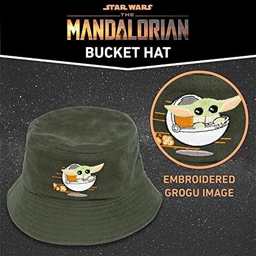 Grogu Bucket Hat, The Mandalorian Packable Travel Hat, Wide Brim Summer Hat, Green, One Size